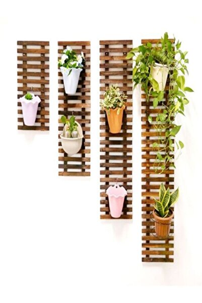 DEMBEY AHŞAP ATÖLYE Saksı Çiçeklik Duvar Çiçekliği Ahşap Çok Katlı Dekoratif ...