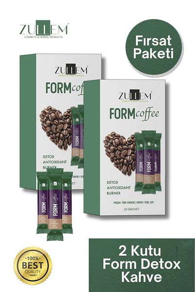 ZULLEM Green Coffee - Cocoa and Turkish Mixed Powder 2 Boxes 20x10 Gr