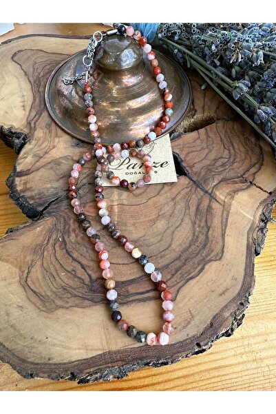 parze doğaltaş Akik Doğal Taş Dizi Kolye ( Çelik Malzemeli)