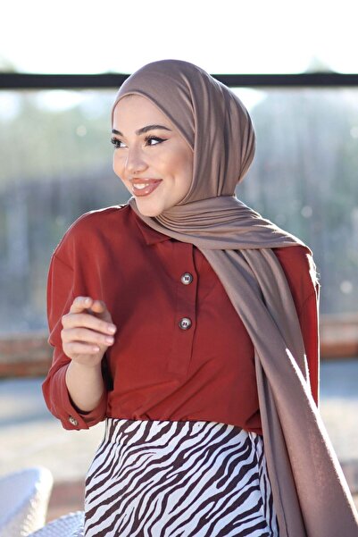 Organic Hijab Combed Cotton Shawl Hijap Model -mink