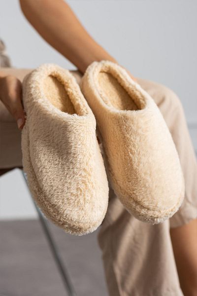 Moda Frato Plyšové dámské domácí pantofle Modafrato - zimní pantofle s chlupatou a tichou podrážkou