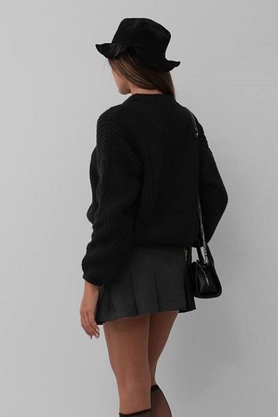 vuvutasarım Pulover de damă oversize cu detaliu tricotat de sezon nou - decolteu 24W16024