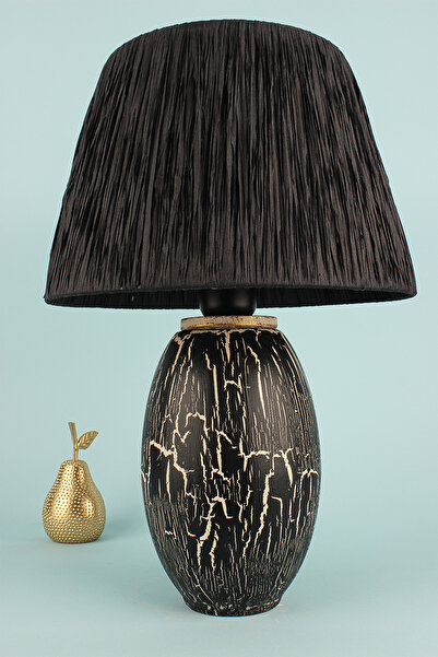 Hmydesign Zebre Handmade Seramik Abajur Siyah-Gold