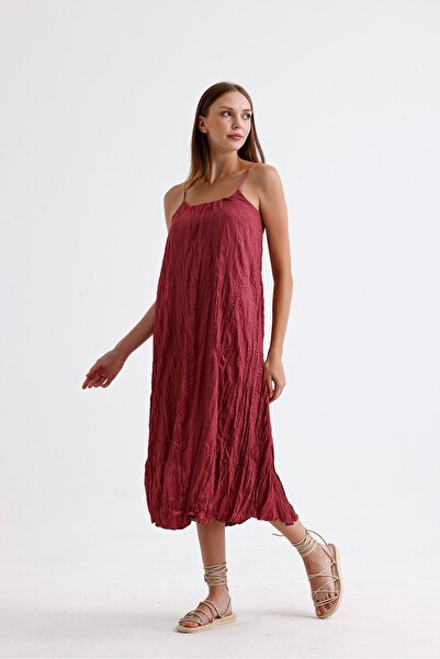 ONE8 Askılı Degaje Yakalı Maxi Boy Saten Crush Elbise