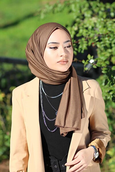 Organic Μοντέλο Hijab Combed Cotton Shawl - Σοκολάτα