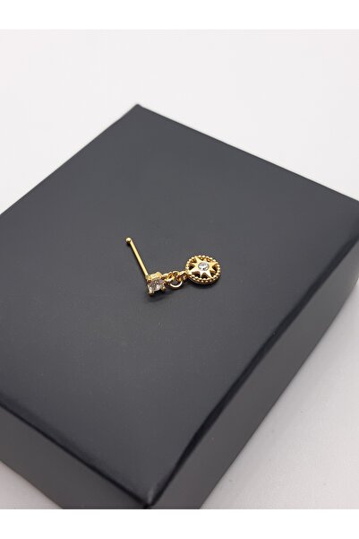 Set 925 Ayar Gümüş Yuvarlak ve Kare Zirkon Taşlı Altın Kaplama Sallantılı Hızma