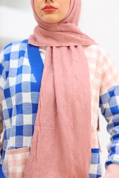 LİNASCARFS Μπαμπού Kraş Shawl σε χρώμα πούδρας