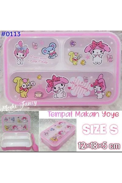 synshop My Melody Melody Sanrio - 3 Compartments School Lunch Box Container, Stationery Necessities