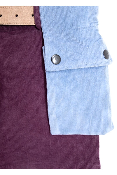 Ozmoz Fitillli Kadife Cep Detaylı Mor Kışlık Kız Çocuk Şort