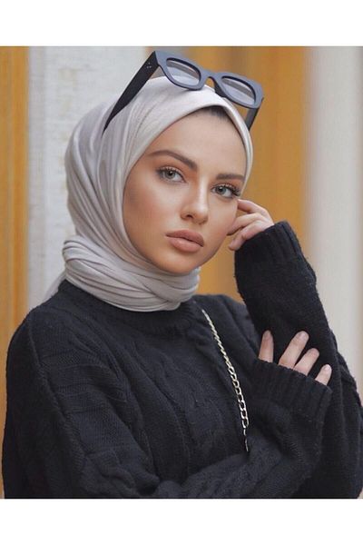 Organic Μοντέλο χτενισμένου βαμβακερού σάλι Hijab Stone Color