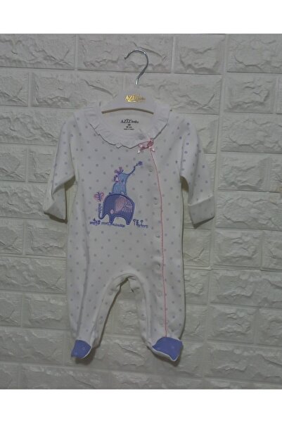 Aziz Bebe Kız Bebek Kendinden Eldivenli Patikli Tulum