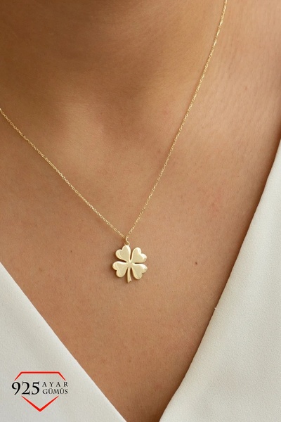 JEMIRA Kadın Kalpli Yonca Model 925 Ayar Gümüş Kolye