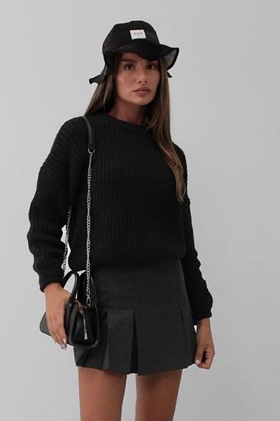 vuvutasarım Pulover de damă oversize cu detaliu tricotat de sezon nou - decolteu 24W16024