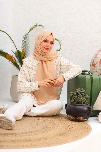 LİNASCARFS Bamboo Kraş Shawl Tan