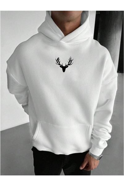 MOONBULL Ανδρικό φούτερ με κουκούλα Oversize - Deer Printed