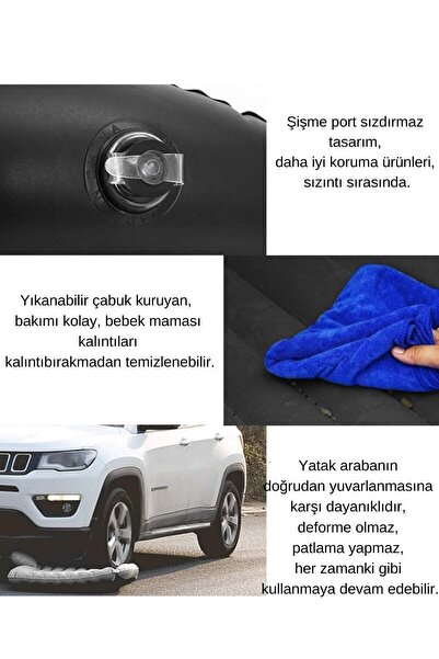 Havana Siyah Şişme Araç Içi Araba Ve Kamp Yatağı - Çanta Ve Pompalı Yatak Seti Araba Ve Kamp Yatağı