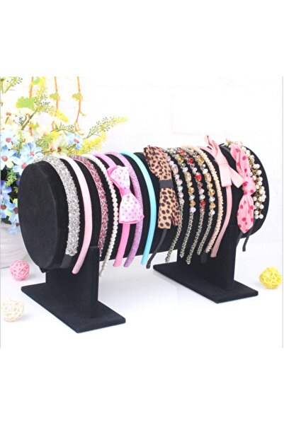 Genel Markalar Yerli Kadife Ayaklı Siyah 40 cm Taç Toka Stand