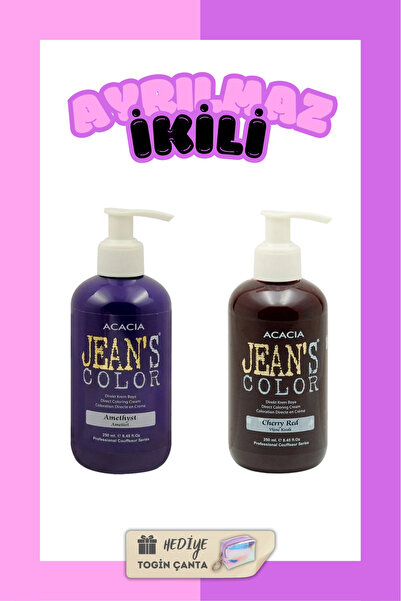 Acacia Jeans Color Ayrılmaz İkili Boya Seti - Ametist + Vişne Kızılı + Togin ...