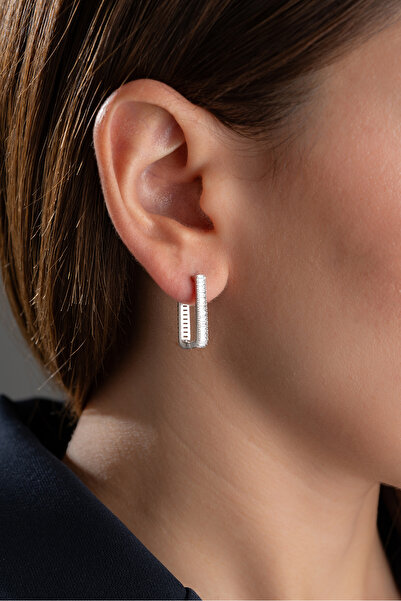 Silvano Jewelry 925 Ayar Gümüş Baget Taşlı U küpe