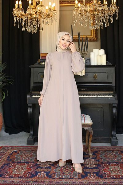 gülmedine Medina Silk Mevlana Summer Ferace with Balloon Arms