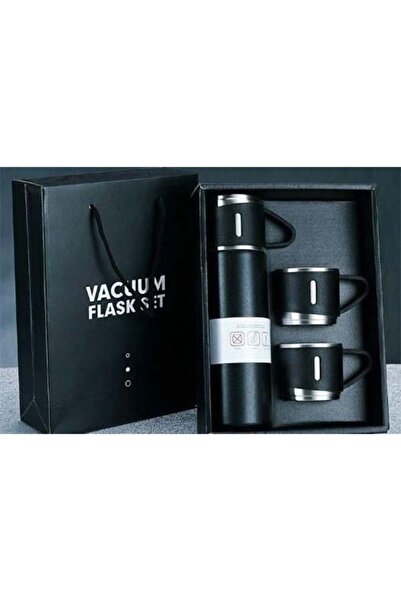 Andante Üç Bardaklı Vacuum Flask Set Özel Kutulu Paslanmaz Çelik Termos Seti 500 ml