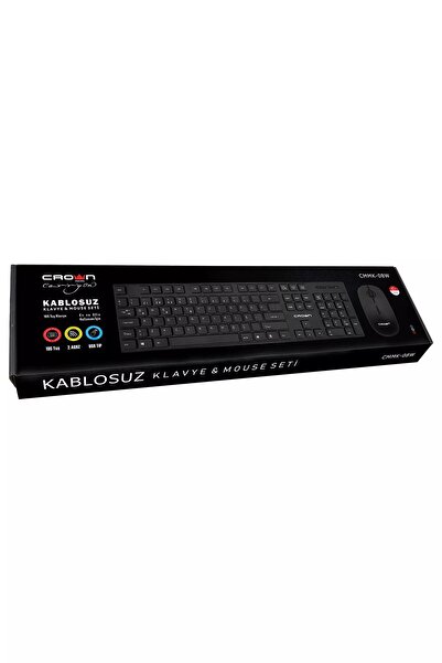 Crown Micro Cmmk-08w Sessiz Usb Kablosuz Türkçe Klavye Mouse Seti