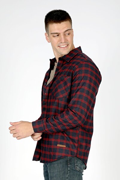 Lee Cooper Регулярний крій бордовий чоловічий сорочка 251 LCM 241015 SHAW BORDO-LACİ