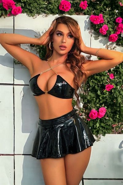 my cherie Σετ μπουστάκι με αλυσίδα μαύρης φούστας