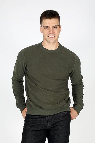 Lee Cooper Newdiagonal Ανδρικό φούτερ με λαιμόκοψη Χακί