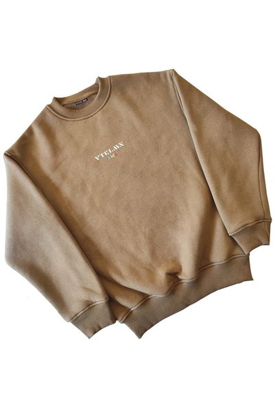 Vatkalimon Boys / Girls Brown Thick Fleece Inside Crew Neck Sweatshirt