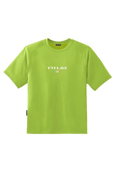 Vatkalimon Tricou verde pentru copii - mânecă scurtă, decolteu, 2 fire