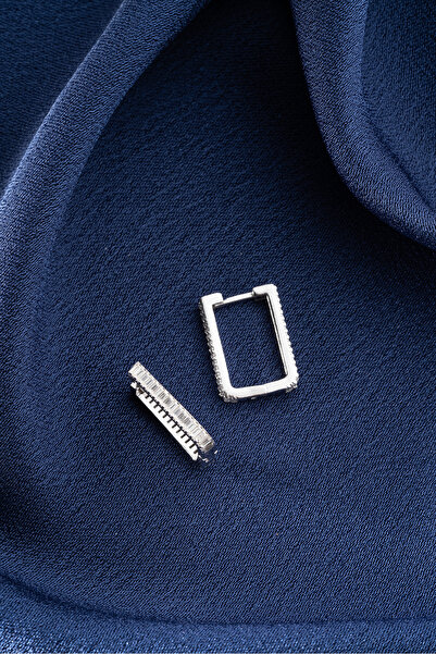 Silvano Jewelry 925 Ayar Gümüş Baget Taşlı U küpe