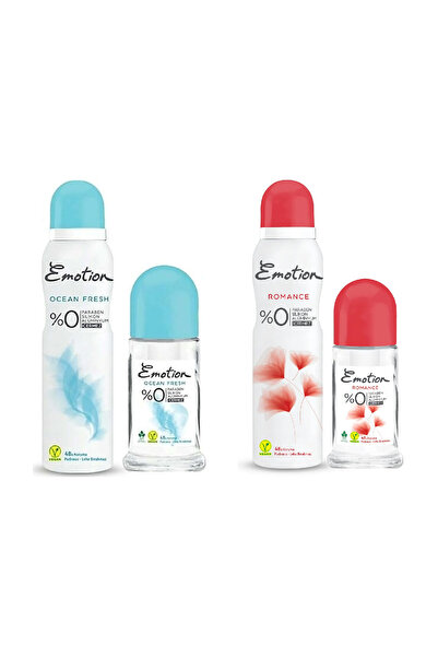 Emotion Ocean Fresh Deodorant 150 ml + Roll-on 50 ml & Romance Deodorant 150 ml + Roll on Avantaj Paket
