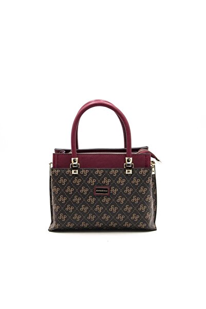 Silver Polo Kahve Sarı - Bordo SP826 Kadın El Çantası