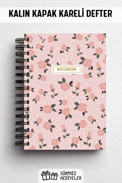 Eldesen Tasarım A5 Size 80 Sheets 160 Pages - Checked Notebook with Spiral and Thick Cover