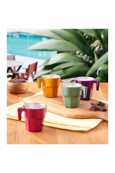Paşabahçe Espresso Coffee Cup, 4 Pieces, 70 Cc, Tropic Colors