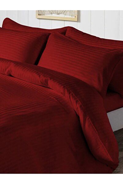 CAQQA Ριγέ Σατέν 2 τμχ 50x70 εκ. Ασημί Claret Red Μαξιλαροθήκες