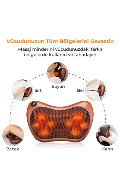 ALFAGİFT 8 Toplu Ovmalı Boyun Masaj Yastığı Ayak Bel Boyun Sırt Vücut Omuz Aleti