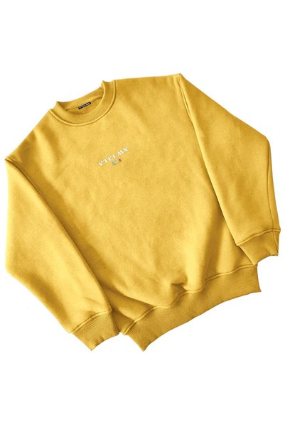 Vatkalimon Boy / Girl's Yellow Thick Fleece Inside Crew Neck Sweatshirt