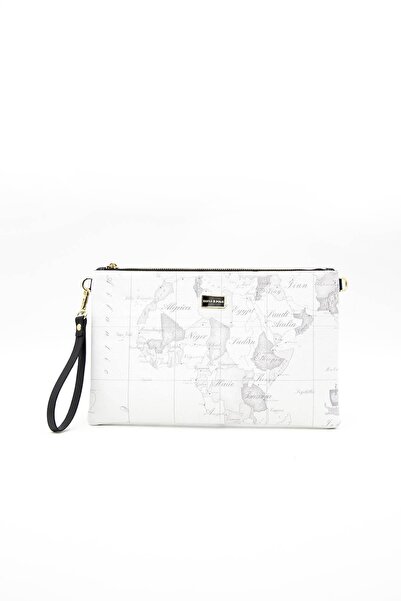 Silver Polo Антрацитова біла жіноча сумочка-клатч - Nv1034