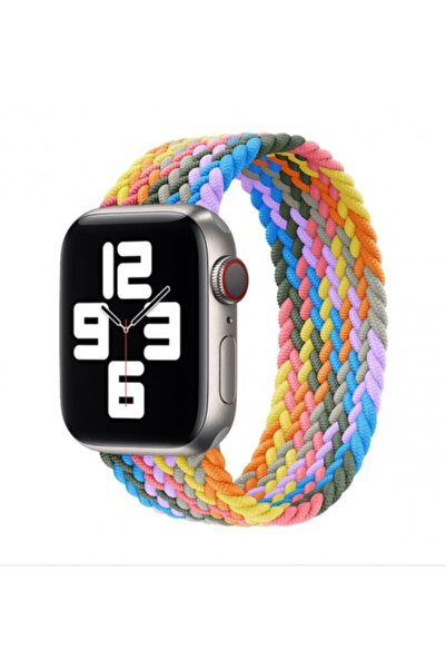 Forsis Aksesuar Apple Watch Kordon Kayış Bileklik Örgü Loop Gökkuşağı 38-40 M...