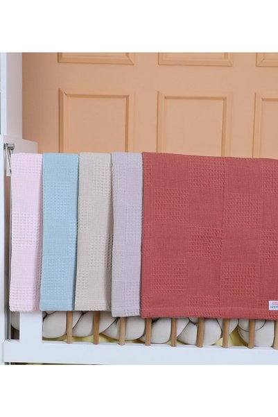 m montefair Rainbow View Lilac Baby Blanket, 80x80 Cm 100% Cotton Muslin Fabric Waffle Throw