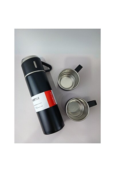 Andante Üç Bardaklı Vacuum Flask Set Özel Kutulu Paslanmaz Çelik Termos Seti 500 ml