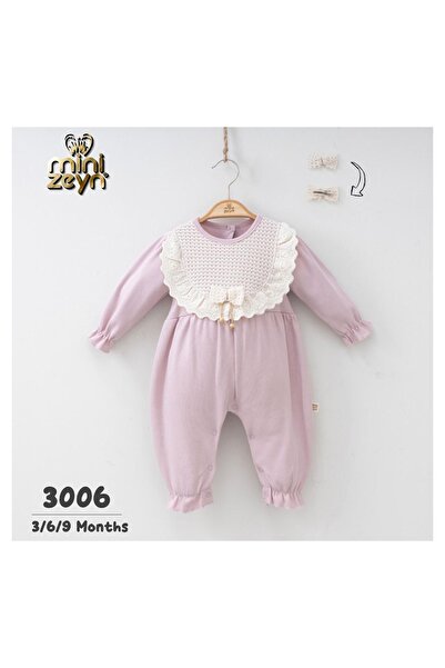 MİNİZEYN TEKSTİL Minizeyn %100 Organik Pamuk Önü Dantelli Toka Hediyeli Toz P...