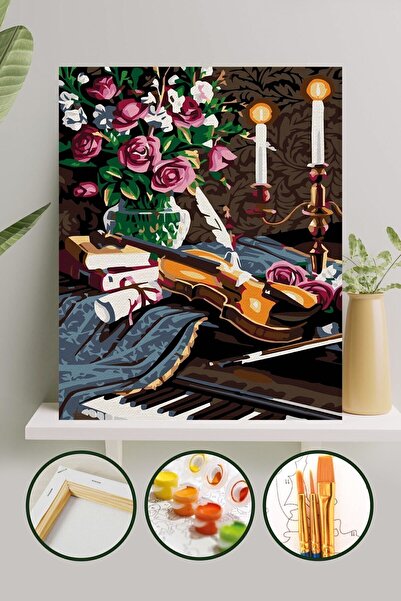 Palmiye Hobi Sanat Kırtasiye Sayılarla Boyama 40x50 Cm Tuval Seti Fırça Boya ...
