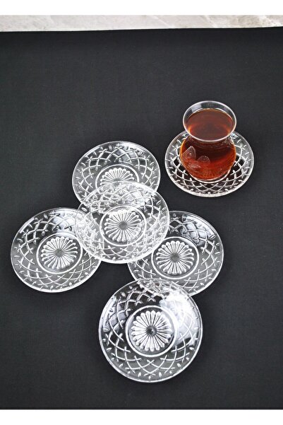 Purelegant 6 Pieces Crystal Glass Viona Tea Plate - Set of 6