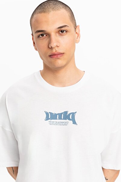 UNIQVIBE تي شيرت قطني مطبوع كبير الحجم للرجال