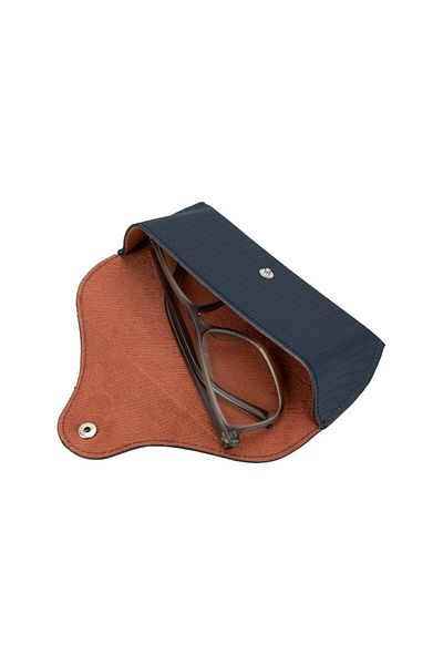 PLM Roan Leather Glasses Case CRBN3 Navy Blue