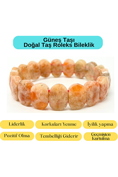 YILDIZ DOĞAL TAŞ Sertifikalı Güneş Taşı Doğal Taş Roleks Bileklik