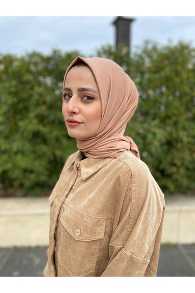 Hürremist Champagne Tough Posture Cotton Combed Shawl - Triangle Can Be Made Front Design